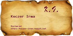 Keczer Irma névjegykártya