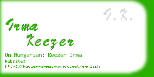 irma keczer business card